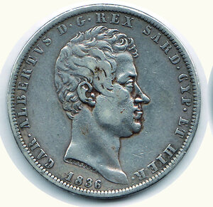 obverse: CARLO ALBERTO - 5 Lire 1836.