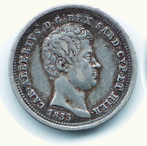 obverse: CARLO ALBERTO - 25 Centesimi 1833