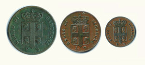 obverse: CARLO ALBERTO - 5, 3, 1 Centesimi