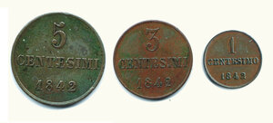 reverse: CARLO ALBERTO - 5, 3, 1 Centesimi