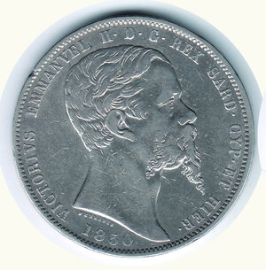 obverse: VITTORIO EMANUELE II - 5 Lire 1850 Ge.