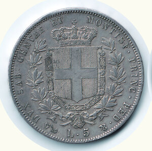 obverse: VITTORIO EMANUELE II - 5 Lire 1850