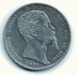 reverse: VITTORIO EMANUELE II - 5 Lire 1851 - Genova