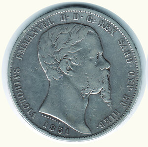 obverse: VITTORIO EMANUELE II - 5 Lire 1851