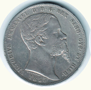 obverse: VITTORIO EMANUELE II -  5 Lire  1855 Ge