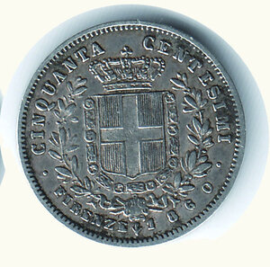 reverse: VITTORIO EMANUELE II -  Re eletto  - 50 Cent. FI - Gigante 15.