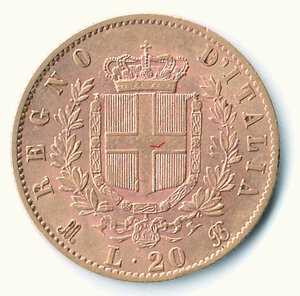 reverse: VITTORIO EMANUELE II - 20 Lire 1872