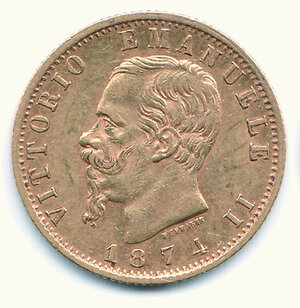 obverse: VITTORIO EMANUELE II - 20 Lire 1874