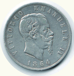 obverse: VITTORIO EMANUELE II - 5 Lire 1864 Na.