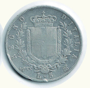 reverse: VITTORIO EMANUELE II - 5 Lire 1864 Na.