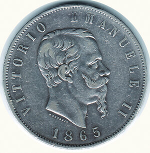 obverse: VITTORIO EMANUELE II - 5 Lire 1865 Torino.