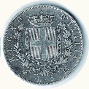 reverse: VITTORIO EMANUELE II - 5 Lire 1865 Torino.