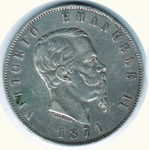 obverse: VITTORIO EMANUELE II - 5 Lire 1871 MI.