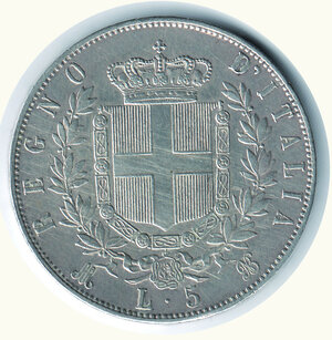 reverse: VITTORIO EMANUELE II - 5 Lire 1872 Mi.