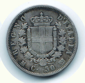 reverse: VITTORIO EMANUELE II (1861-1878) - 50 Cent. .