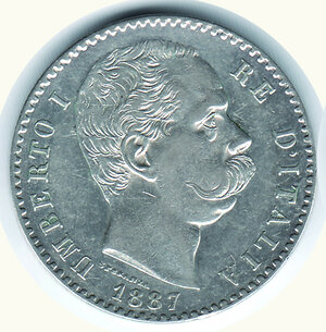 obverse: UMBERTO I - 2 Lire 1887 - Segnetto al D/.