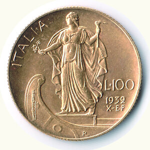 obverse: VITTORIO EMANUELE III - 100 Lire 1932