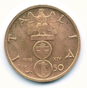 obverse: VITTORIO EMANUELE III - 50 Lire 1936