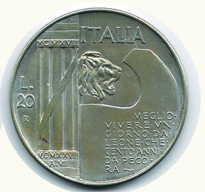 reverse: VITTORIO EMANUELE III - 20 Lire 1928 - Cappellone.