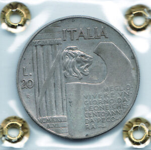 reverse: VITTORIO EMANUELE III - 20 Lire1928 - Cappellone