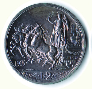 obverse: VITTORIO EMANUELE III - 2 Lire 1915 - Stato zecca.