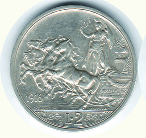 obverse: VITTORIO EMANUELE III - 2 Lire 1916 - Stato zecca.