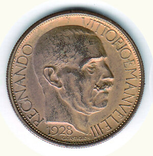 obverse: VITTORIO EMANUELE III - 2 Lire 1928 - Fiera - Doratura completa.