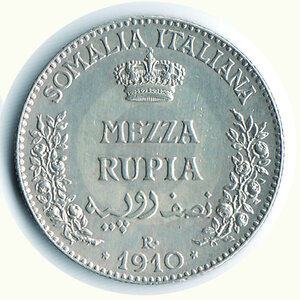 reverse: VITTORIO EMANUELE III - ½ Rupia1910.