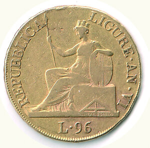 obverse: GENOVA - REPUBBLICA Ligure - 96 Lire 1798 - An I.