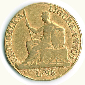 obverse: GENOVA - REPUBBLICA ligure - 96 Lire 1803 AN. VI.