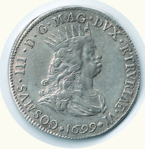 obverse: LIVORNO  - Cosimo III - Tollero 1699; D/ Busto; R/ Porto di Livorno.