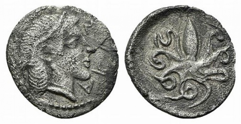 obverse: Sicilia, Siracusa (485-466 a.C). AR Litra (12mm - 0.71g). D.\: busto drappeggiato di Aretusa a dx; R/ polpo. Cf. Boehringer 449-467; SNG ANS 137-143; HGC 2, 1375. qBB. NC.