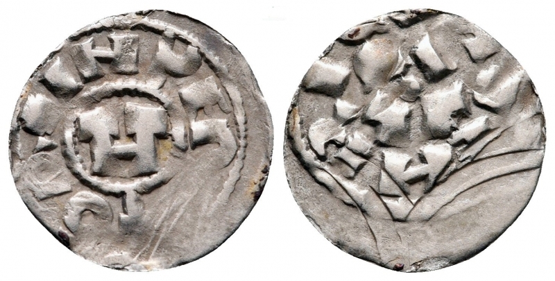 obverse: Lucca. Enrico II (1004-1024). MI Denaro (15 mm - 0,67 gr.). qBB. NC.