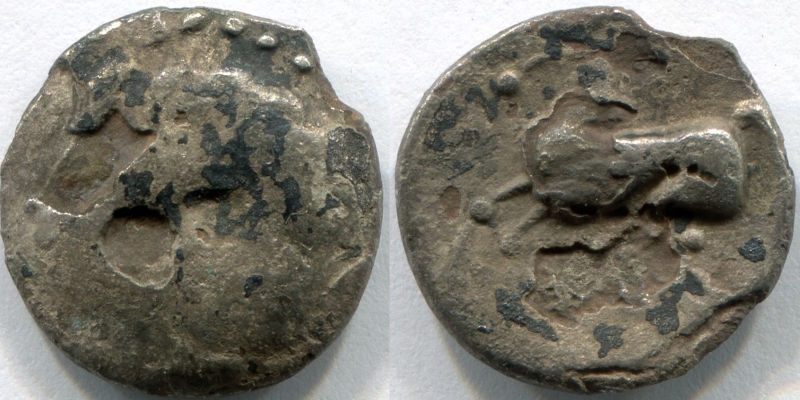 obverse: Celtiche. Est Europa. Imitazione di Filippo II di Macedonia (circa 300 a.C.). AR Dracma (1,02 gr). MB. R1.  