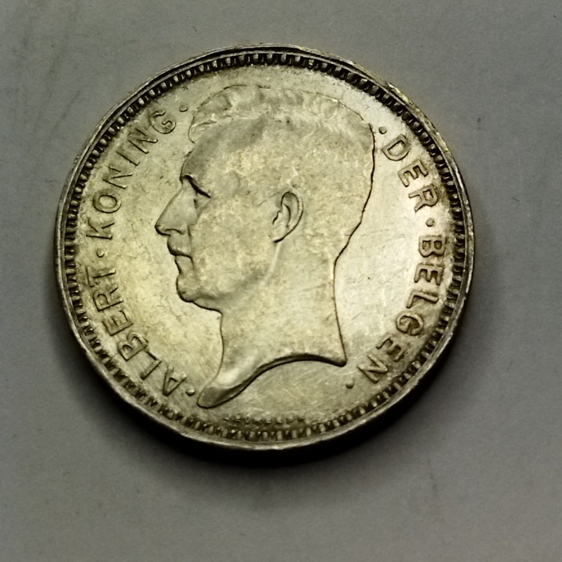 reverse: Belgio. 20 Franchi 1934. AG. qSPL. NC.