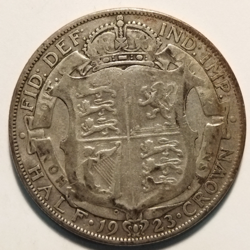 reverse: Gran Bretagna. Half Crown 1923. AG. MB. R1.  