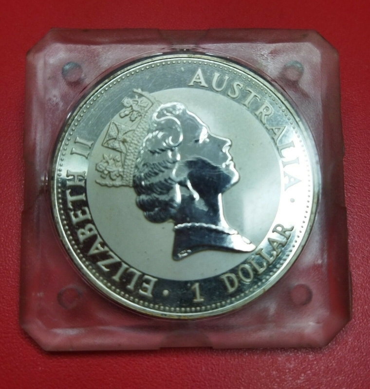 reverse: AUSTRALIA. 1992 – Kookaburra 1 oz.999. AG. Proof. In oblò di plastica.