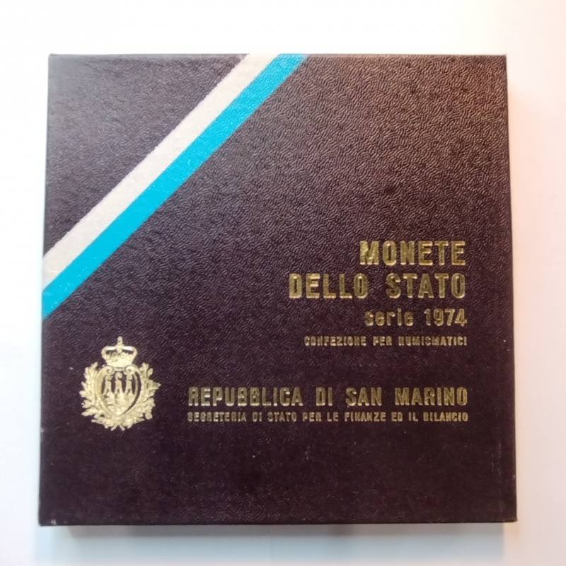 obverse: San Marino. Folder 1974. 8 valori con L. 500 in argento. 