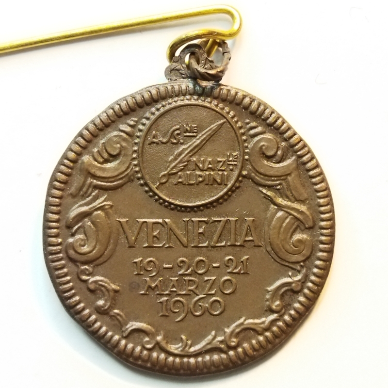 reverse: Venezia. 1960. Adunata Alpini. Cu. Ottima conservazione.