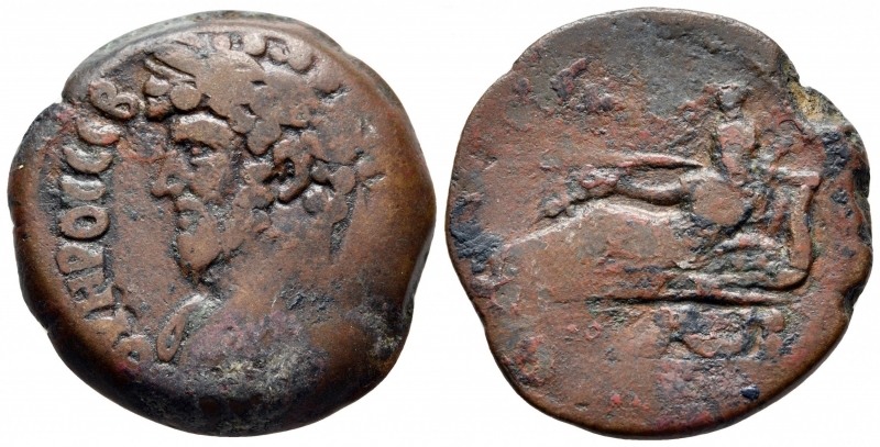 obverse: Lucio Vero (161-169). Egitto, Alessandria. AE  Dracma (32 mm - 21,99 gr). R.\: Dio fluviale (Nilo) steso a sx. MB. R1. Note: Moneta molto affascinante.