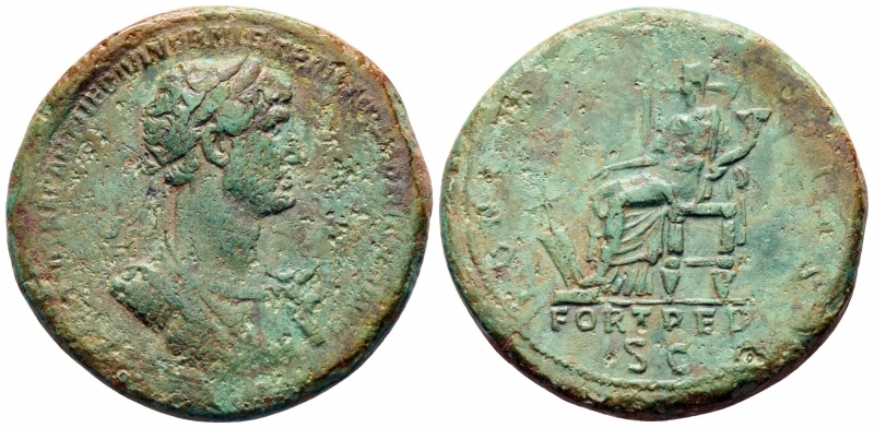 obverse: Adriano (117-138). Roma. AE Sestertius (34 mm - 20,51 gr). R.\: COS III – FORT RED. RIC 969. qBB. Note: bel modulo ed ottima davvero la patina. 