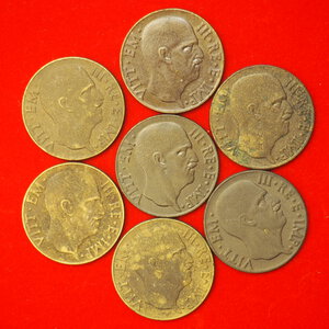 reverse: LOTTO MONETE – 7 PEZZI DA 5 CENTESIMI 1943 – RARO