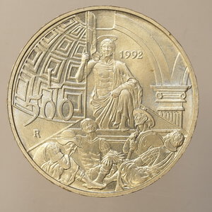 reverse: REPUBBLICA ITALIANA – ARGENTO – 500 LIRE PIERO DELLA FRANCESCA 1992