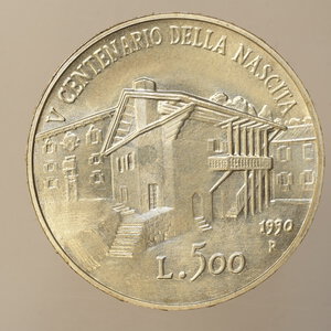 reverse: REPUBBLICA ITALIANA – ARGENTO – 500 LIRE TIZIANO VECELLO 1990