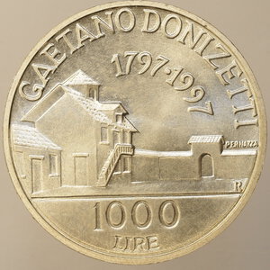 reverse: REPUBBLICA ITALIANA – ARGENTO – 1000 LIRE GAETANO DONIZETTI 1997