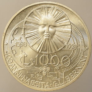 reverse: REPUBBLICA ITALIANA – ARGENTO – 1000 LIRE BERNINI 1998
