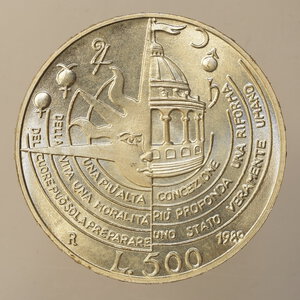 reverse: REPUBBLICA ITALIANA – ARGENTO – 500 LIRE CAMPANELLA 1989
