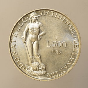 reverse: REPUBBLICA ITALIANA – ARGENTO – 500 LIRE 1986 DONATELLO