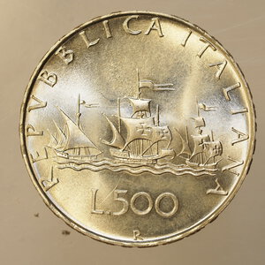 reverse: REPUBBLICA ITALIANA – ARGENTO – 500 LIRE Ag. CARAVELLE DA SERIE ANNUALE 1983