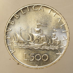 reverse: REPUBBLICA ITALIANA – ARGENTO – 500 LIRE Ag. CARAVELLE DA SERIE ANNUALE 1984